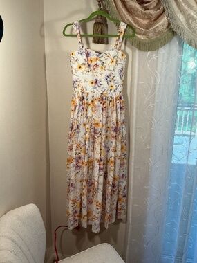 NWT Aqua Blu Australia Floral Midi Maxi Dress Cottagecore Garden Party Sz Small